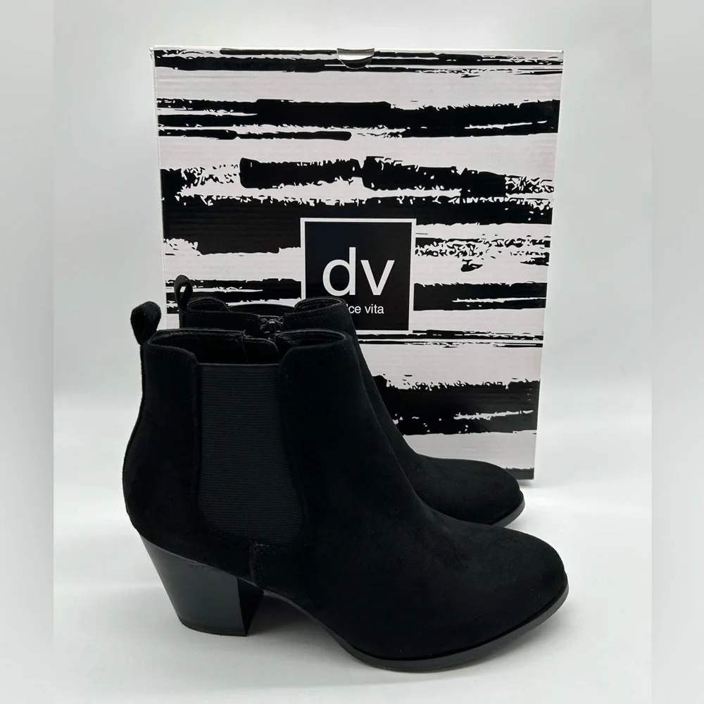 DV by Dolce Vita Collyns Black Faux Suede Ankle Booties Size 10 New With Box - Picture 12 of 12
